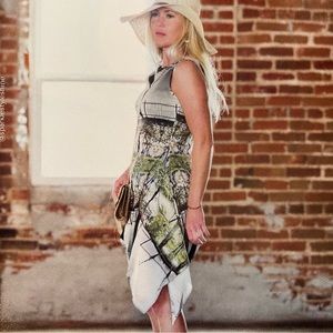 Zero & Maria Cornejo Sidewalk Park Print Sleeveless Silk Dress size 2